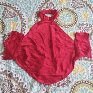 Red silk Victoria's Secret mock neck tie back top